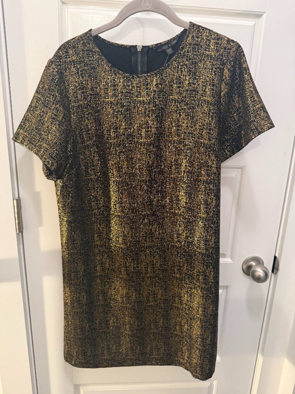 Black Shift Dress with Metallic Detail